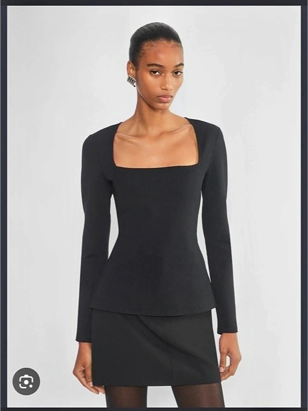 Aritzia Calla Porte Longsleeve Square Neck Long Sleeve Top in Black NWT